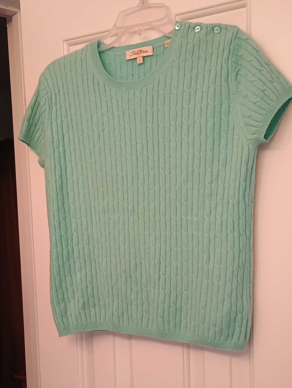 Peter Millar 100% Pure Cashmere Cable-Knit Short Sleeve Sweater SOFT